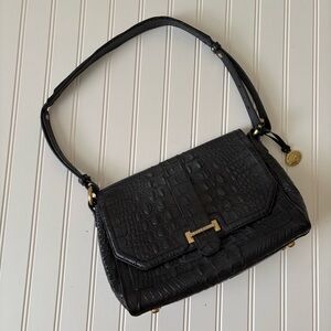 Brahmin | Women's Black Leather Crocodile Shoulder Bag